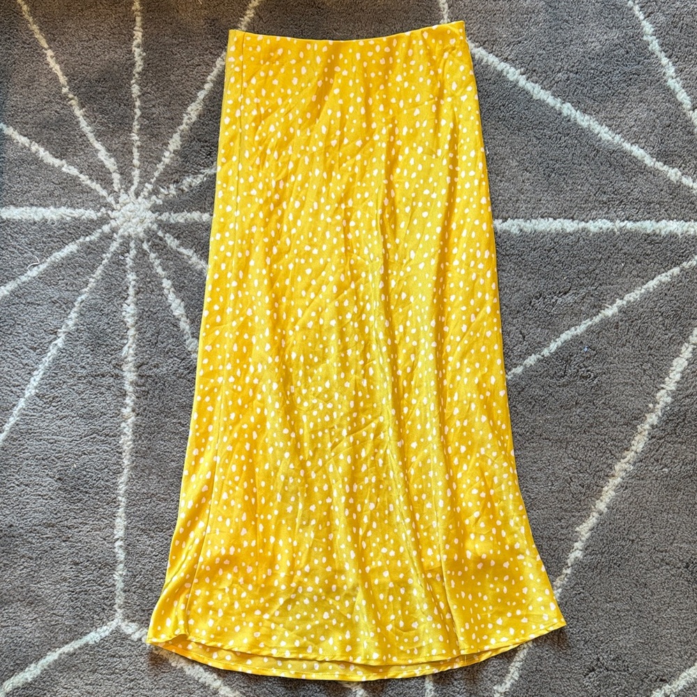 Yellow Polka Dot Maxi Skirt, Small